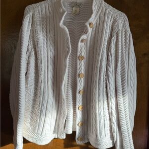 L.L. Bean Women's Cream Button-Up Cardigan